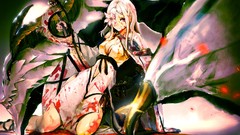 Woman wings Dragons blood Anime white hair red eyes anime girls 