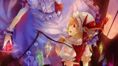 Woman wings dress hats white hair red eyes bows blondes anime 