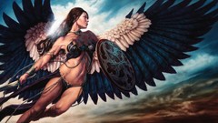 Woman wings goddess artwork Athena fantasy art greek mythology