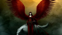 Woman wings gradient Wolves grunge werewolves artwork fantasy 