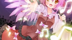 Woman wings hats Ribbons microphones blush pink hair brown eyes 