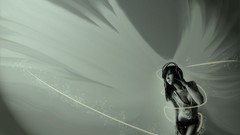 Woman wings headphones