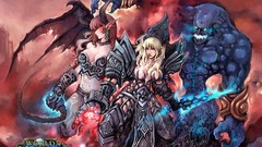 Woman wings horns armor red eyes blondes world of warcraft 