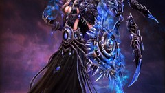 Woman wings horns pink hair cleavage artwork fantasy art long 