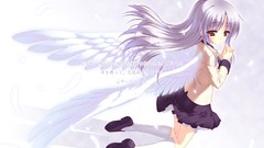 Woman wings long hair anime girls angel beats yellow eyes gray 