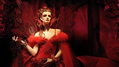 Woman wings red dress