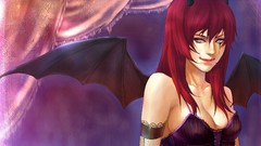 Woman wings smiling lingerie redheads cleavage artwork fantasy 