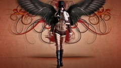 Woman wings steampunk angels