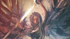 Woman wings Swords artwork fantasy art