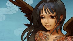 Woman wings tattoos artwork