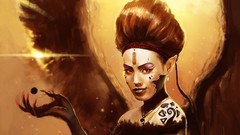 Woman wings tattoos redheads demons