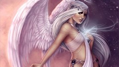 Woman wings white hair angels fantasy art