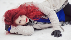 Woman winter blue eyes