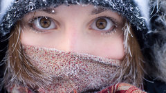 Woman winter snow eyes