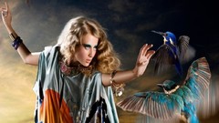 Woman witch multicolor artwork