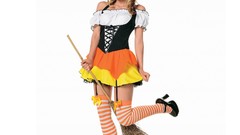 Woman witches Simple Background striped legwear