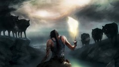 Woman Wolves tomb raider lara croft artwork video games