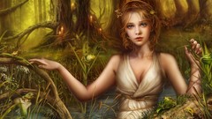Woman Wood forests redheads deviantart artwork fantasy art