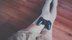 Woman Wood legs stockings playstation playstation 3 gamepad 