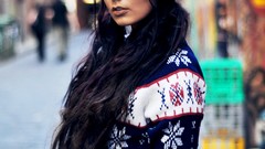 Woman wool blue eyes brunettes models nordic pattern Danielle 