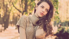 Woman wool brunettes models sweaters