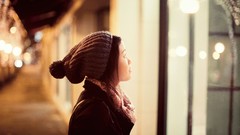 Woman wool hats asians