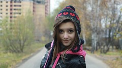 Woman wool hats outdoors brunettes