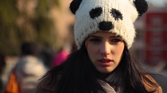 Woman wool hats outdoors brunettes