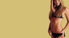 Woman yellow background holly valance
