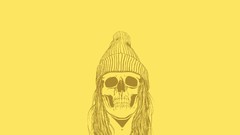 Woman yellow background skulls minimalistic vectors Simple 