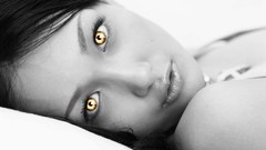 Woman yellow eyes grayscale