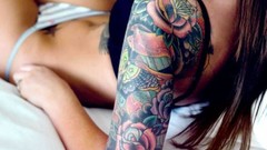 Woman young tattoos boobs topless