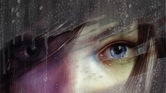 Women anime girls Anime blue eyes water drops face