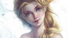 Women artwork portrait Simple Background blonde white background