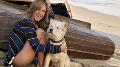 Women beach Dogs ships