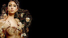 Women black background girl