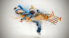 Women blonde Music dancer digital art artwork Simple Background