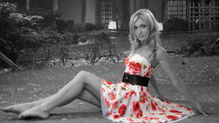 Women dress barefoot grayscale