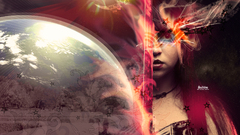 Women Earth Space artwork digital art face lines abstract