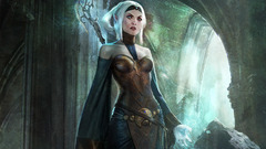 Women fantasy art video games platinum blonde magician RPG