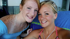 Women freckles smiling blonde