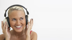 Women headphones girl bright