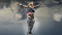 Women sky digital art arms up model clouds artwork inspirational