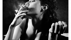 Women smoking monochrome greyscale