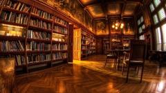 Wood floor Library Books