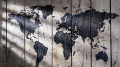 Wood panels world map
