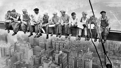 Worker retro grayscale Skyscrapers