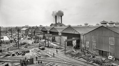 Yard Michigan USA historic factories grayscale industrial 