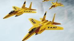 Yellow Aircraft Taxi funny skyscapes jet aircraft
