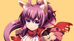 Yellow animal ears purple hair purple eyes cleavage Simple 